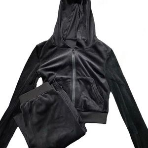 Y2K velour cropped hoodie and flare pants size Xs